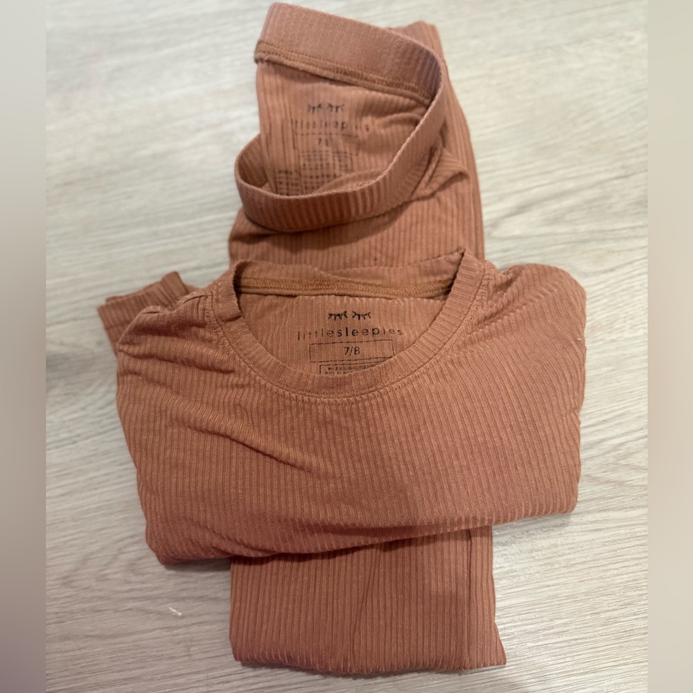 Little Sleepies Brown Ribbed Set